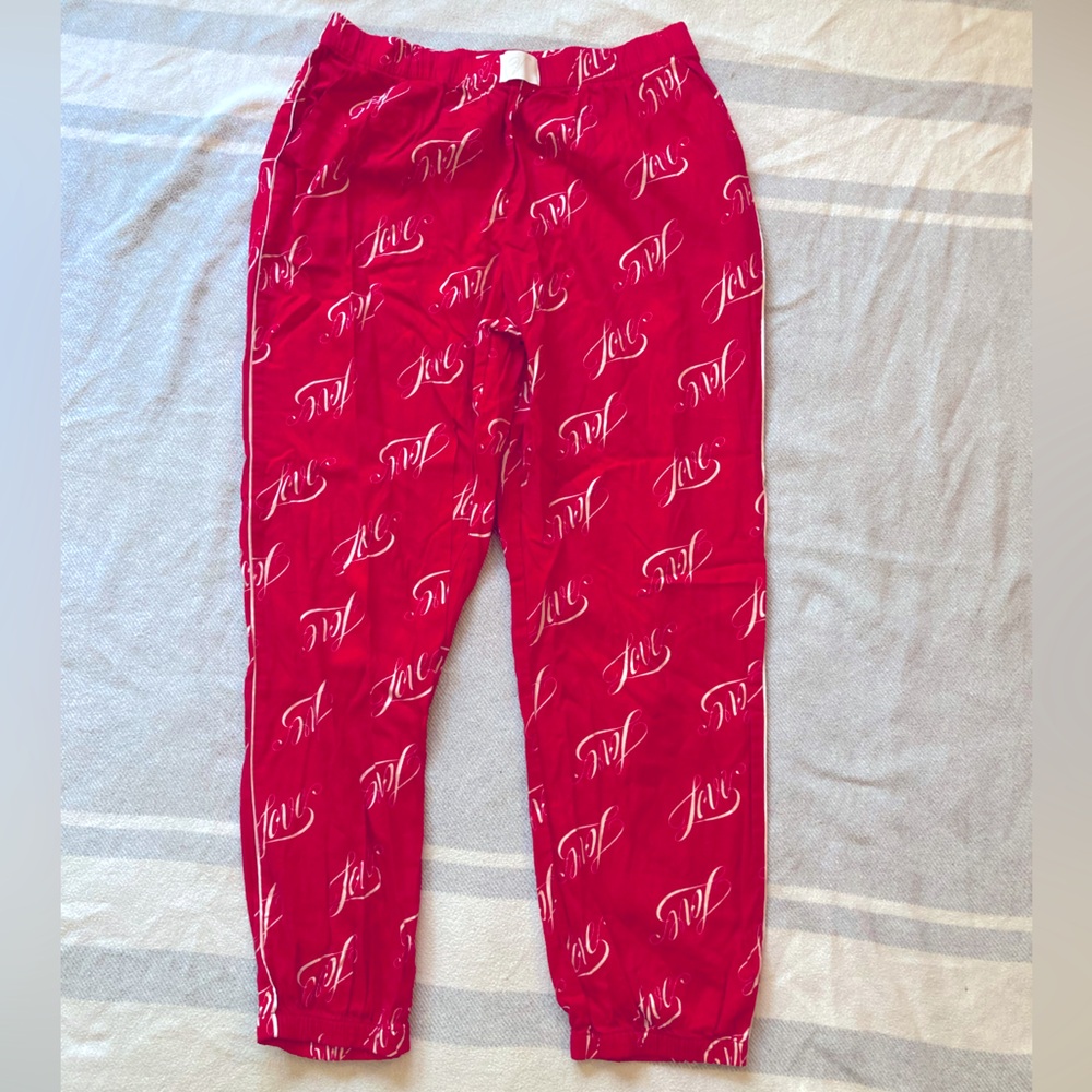 Victoria’s Secret Love Script Pajama Lounge Pants Red White Medium NWT